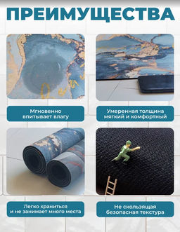 Коврик для ванной прямоугольный - 80*50см (3127) Голубой - Мой органайзер фото 4