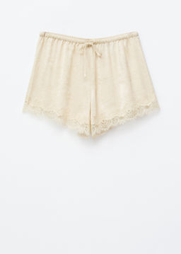 Minipantalones cortos jacquard ribete de encaje