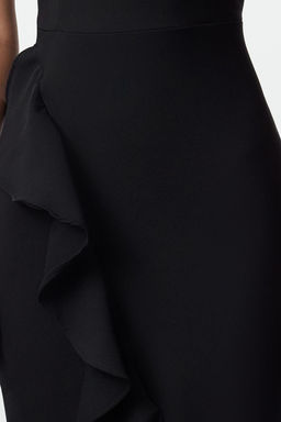 TRENDYOLMILLA Siyah Astarl? Volanl? Dokuma S?k Abiye Elbise TPRAW19BB0144 фото 24