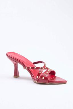 K?rm?z? Trok Detayl? 7,5 cm Kad?n Topuklu Ayakkab? TAKSS26TO00069