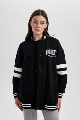 Кардиган-бомбер с вышитым воротником и мягким ворсом внутри