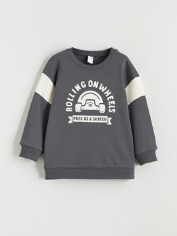 Bask?l? Erkek ?ocuk Sweatshirt