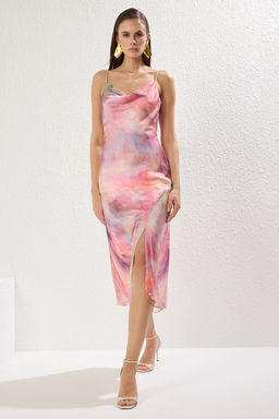 TRENDYOLMILLA Siyah Astarl? Dokuma Saten S?k Abiye Elbise TPRSS19BB0058 фото 24