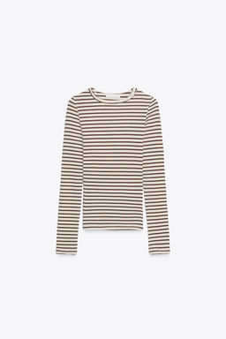 STRIPED LONG SLEEVE T-SHIRT - Zara фото 4