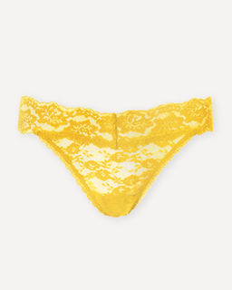 Ярко-желтые стринги из кружева