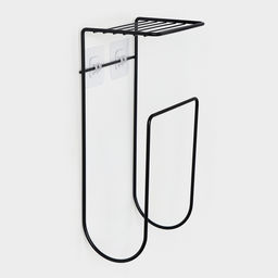 Держатель для полотенец с полкой, 15.5×12.5×33.5 см, чёрный