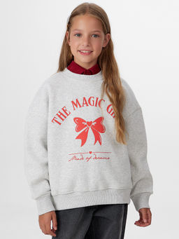 Свитшот для девочек серый с надписью The magic girl - Mark formelle фото 5