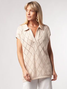 VILATTE / Удлиненный джемпер узорной вязки из 100% хлопка  фото 2