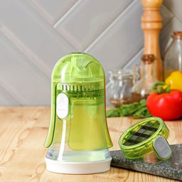 Овощерезка Доляна, 2 сменные насадки, съёмный пушер, 10.6×10.6×16.6 см, зелёная, белая
