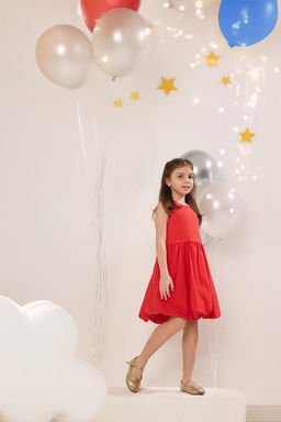 Gul Kurusu K?z Cocuk Pamuklu Basic Kolsuz Balon Etekli Mini Bayraml?k Orme Elbise TKDSS25EL00067 - Trendyolmilla фото 5