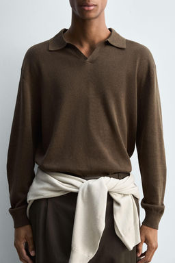 COTTON/HEMP KNIT POLO SHIRT - Zara фото 5