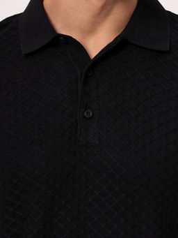 Джемпер мужской с воротником поло GREG G128-12-ромб F (черный)  фото 3