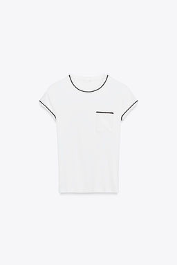 T-SHIRT WITH METALLIC THREAD TRIM - Zara фото 5