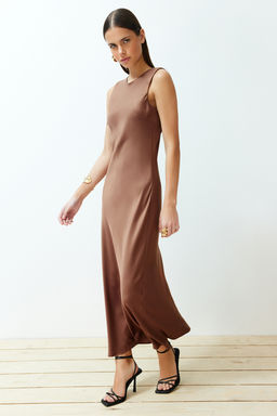 TRENDYOLMILLA Siyah Duz Maxi Dokuma Elbise TWOSS24EL00070 фото 9