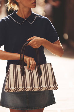 STRIPED CANVAS TOTE BAG - Zara фото 2
