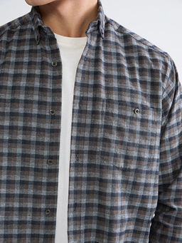 Regular Fit Uzun Kollu Ekose Gabardin Erkek G?mlek