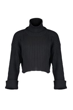 Siyah Crop Basic Triko Kazak TWOAW22KZ0223