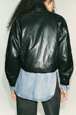 HIGH NECK FAUX LEATHER BOMBER JACKET - Zara фото 4