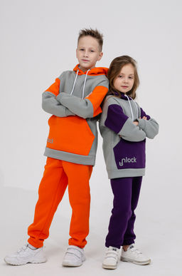 886Д Костюм детский "Серый/фиолетовый"