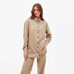 Костюм женский: рубашка, брюки, MINAKU: Casual collection бежевый, размер 50