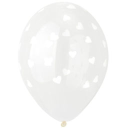 Воздушные шары латексные 14" «Сердца белые», 25 шт., шелкография