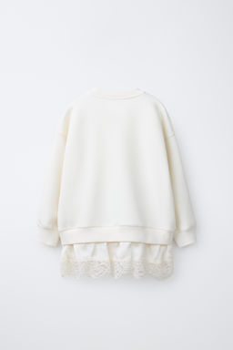 SUDADERA COMBINADA ENCAJE / Crudo - Zara фото 3