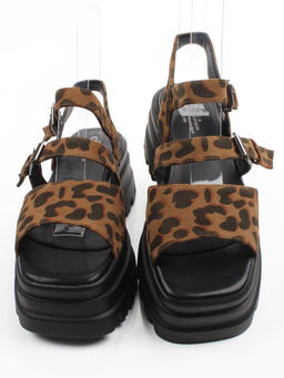 08-XLP1320-52 BLACK/LEOPARD Босоножки женские (натуральная замша)