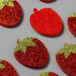 Цена за 10 шт. Декор для творчества войлок блеск «Клубничка», 4×3.2 см