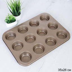 Форма для выпечки кексов и капкейков 12 ячеек 35х26 см/d-6,5;h-3 см/ RSD-51 /уп 60/ 0.353/светлое антипригарное покрытие/715613 - Галеонтрейд фото 3
