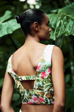 PRINTED KNOT CROP TOP - Zara фото 4