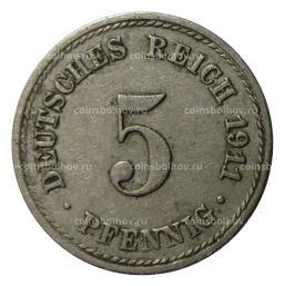 Монета 5 пфеннигов 1911 года A Германия