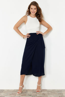 TRENDYOLMILLA Yag Yesili Baglamal? Kruvaze Kapama Viskon Kumasl? Maxi Boy Dokuma Etek TWOSS24ET00006 фото 24