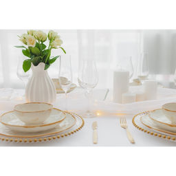 Тарелка глубокая Доляна Organic Gold, 620 мл, d=21.5 см, фарфор, белая  фото 6