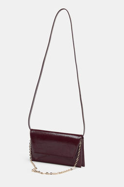 BOLSO DE HOMBRO EFECTO ACHAROLADO / Rojo Burdeos - Zara фото 6