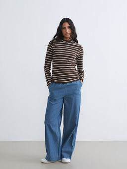 Dik Yaka ?izgili Kad?n Body