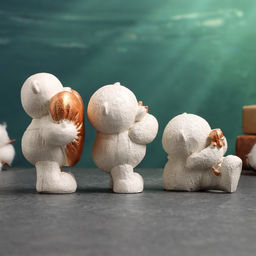 Набор фигурок гипс Мишки с подарками, 3 шт., 10 см