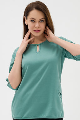 Кофта женская из коттон фита Анфиса мята макси - Амадэль фото 7