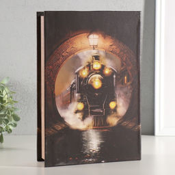 Шкатулка - книга световая «Поезд в туннеле», дерево, искусственная кожа, 28×19×6 см