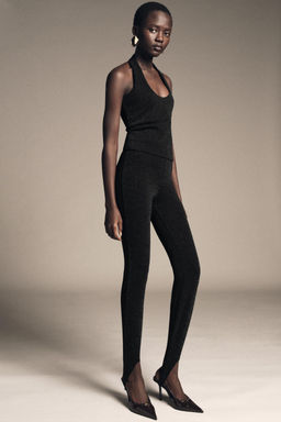 SHINY STRETCH HALTER TOP