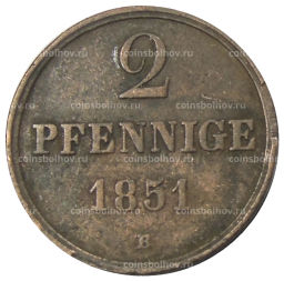 2 пфеннига 1851 года B Германские государства  Ганновер