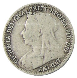 Монета 3 пенса 1895 года Великобритания