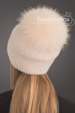 Шапка Буратино норка орнамент розовый жемчуг