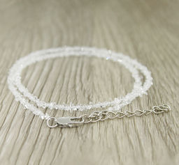 Алмаз херкимерский кристаллы 3 мм, "Герда", бусы 40...45см