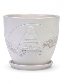 Горшок цветочный с поддоном 2,5 л, d18/h16 см белый керамика, "Голландия" (М)