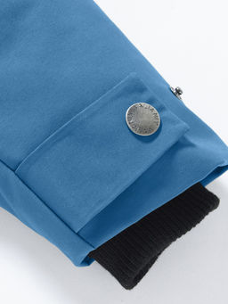 Парка зимняя подростковая для мальчика с капюшоном и мехом синего цвета 9535S - Valianly фото 17