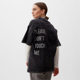 Футболка из вареного хлопка женская Mist Don't touch me, размер L, чёрная