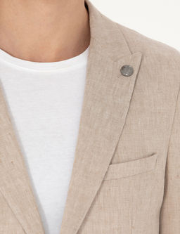 A__k Kahverengi Ekstra Slim Fit Keten Kar___ml_ Tak_m Elbise