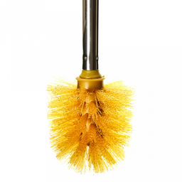 Ерш унитазный пластмассовый со съемной ручкой из нержавеющей стали "Металлик" 49см, с подставкой д13,5см h11,5см, золото (Китай)