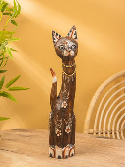 Сувенир «Кошка», 60×14×6 см, дерево, коричневый, МИКС