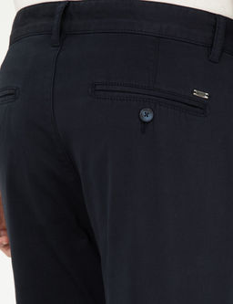 Lacivert Slim Fit Basic Kanvas Pantolon